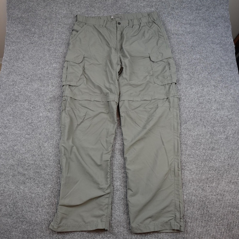 REI Convertible Pants Mens 38x34 Green Nylon Hiking Cargo Zip Off Lightweight
